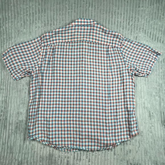Jos A Bank Linen Button Up Shirt Men's 2XL Gingham Plaid Colorful Beach Resort - Picture 7 of 15